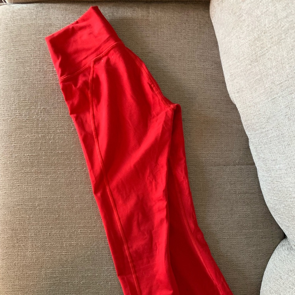 fabletics red leggings 7/8 length
